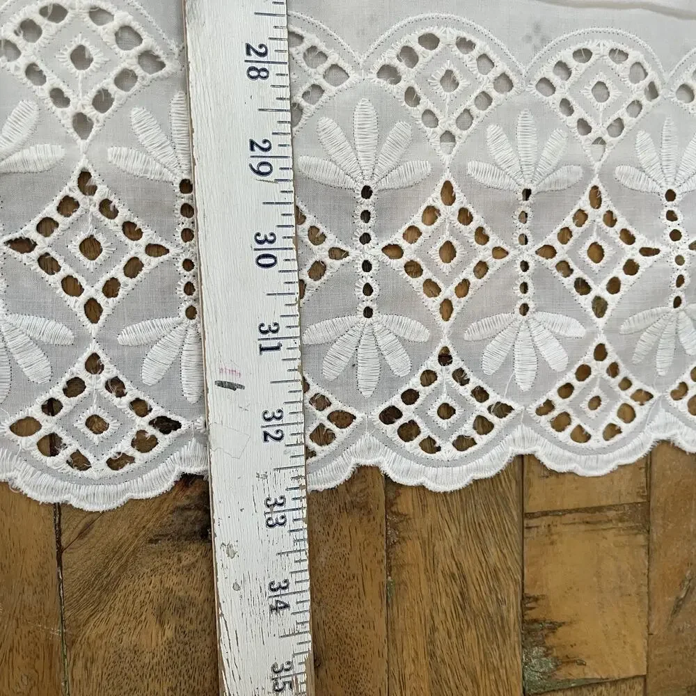 Vintage 3 Curtain Panels Sheer Lace Off White 32
